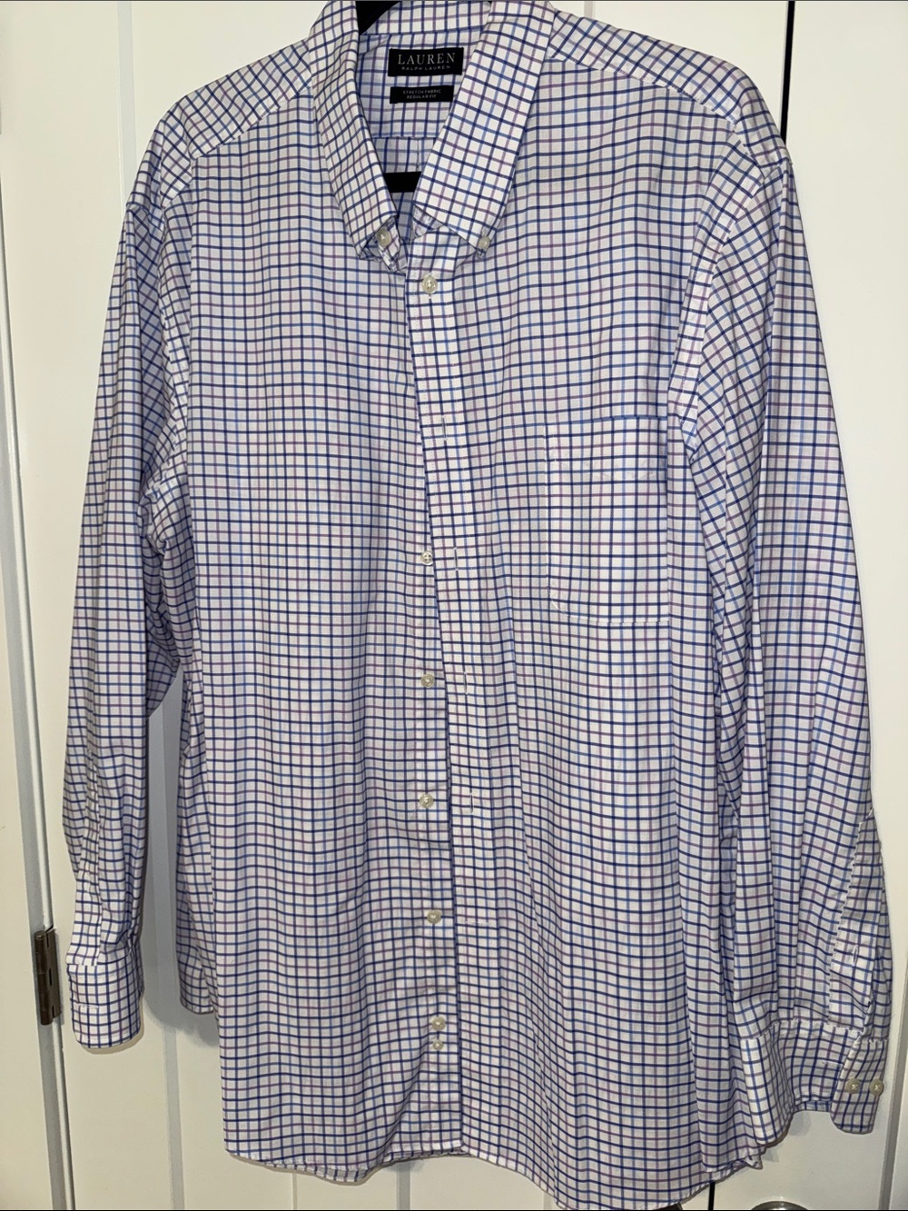 Lauren Ralph Lauren White Dress Shirt with Blue Windowpane Check